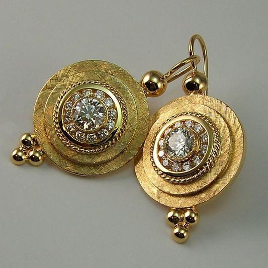 Vintage Golden Rounded Glass Earrings-Junie Boutique